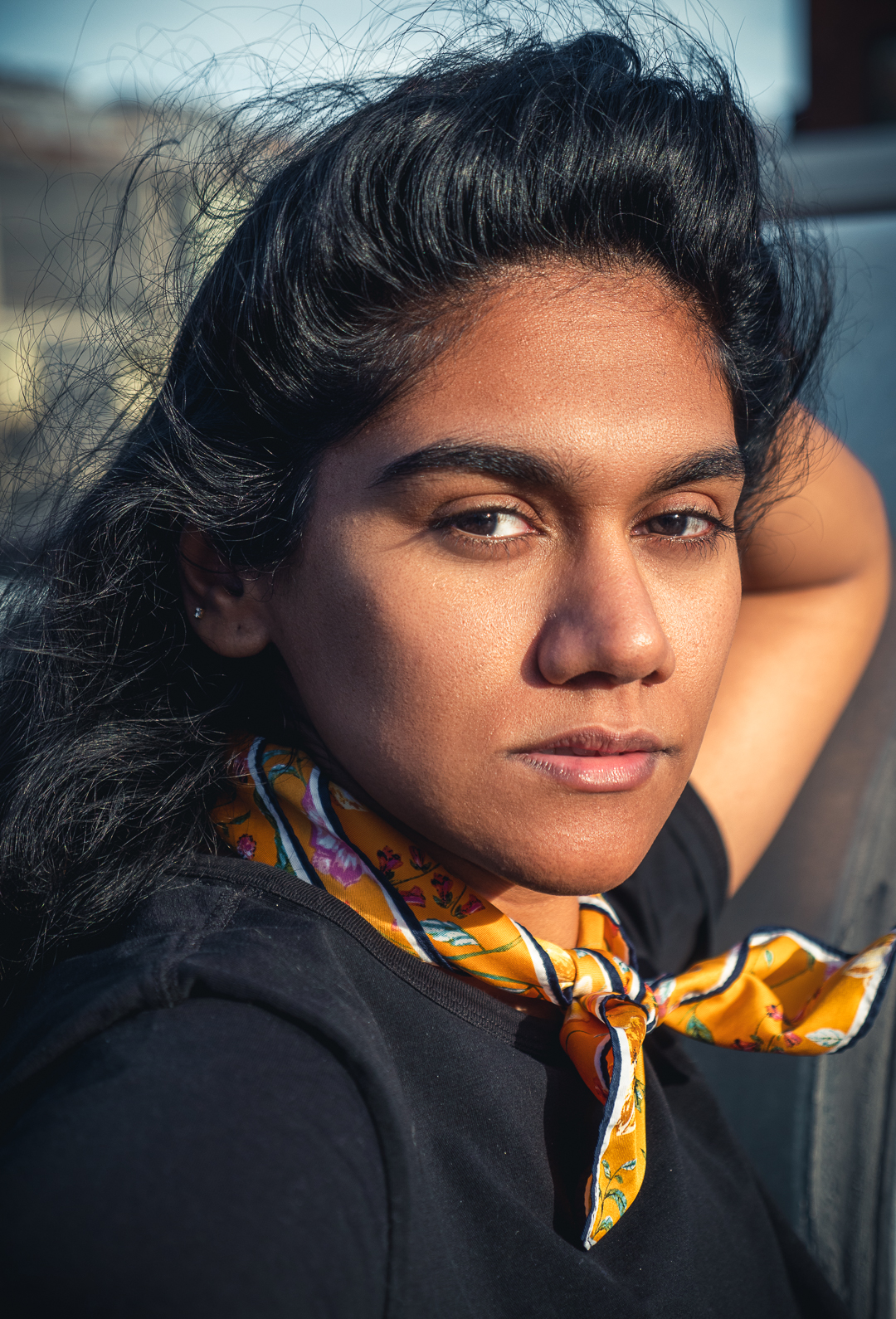 Portrait — golden scarf